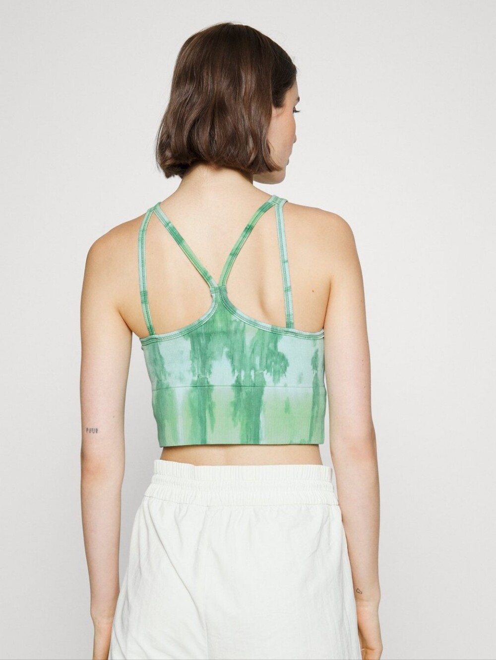 Athleta Aurora Strappy High Seamless Neck Crop Tank Top Small NWT Tie Dye Green